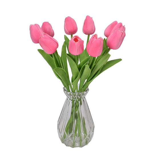 10 X Artificial Pink Tulip Flower Bouquet Home Office Wedding Decoration Photography Props