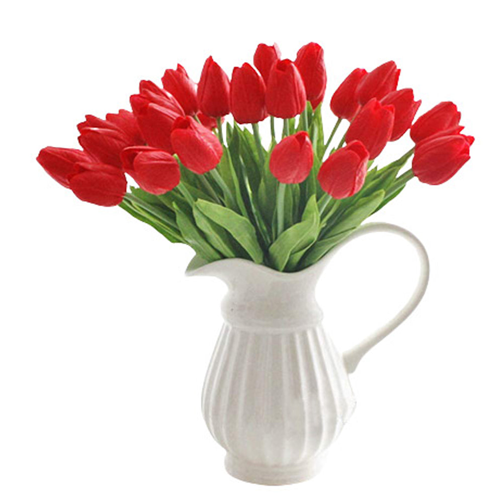 10 X Artificial Red Tulip Flower Bouquet Home Office Wedding Decoration Photography Props