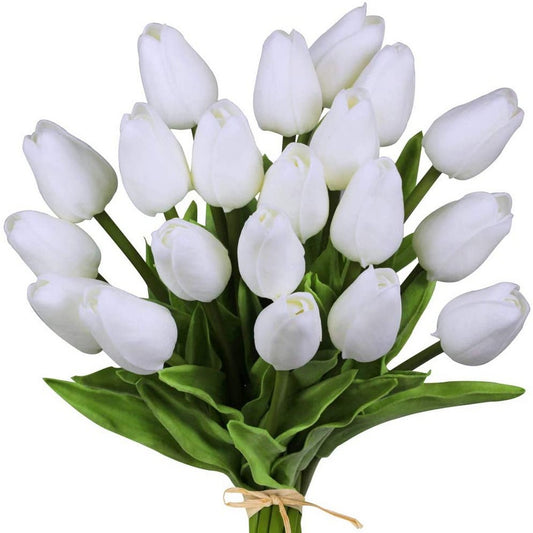 10 X Artificial White Tulip Flower Bouquet Home Office Wedding Decoration Photography Props