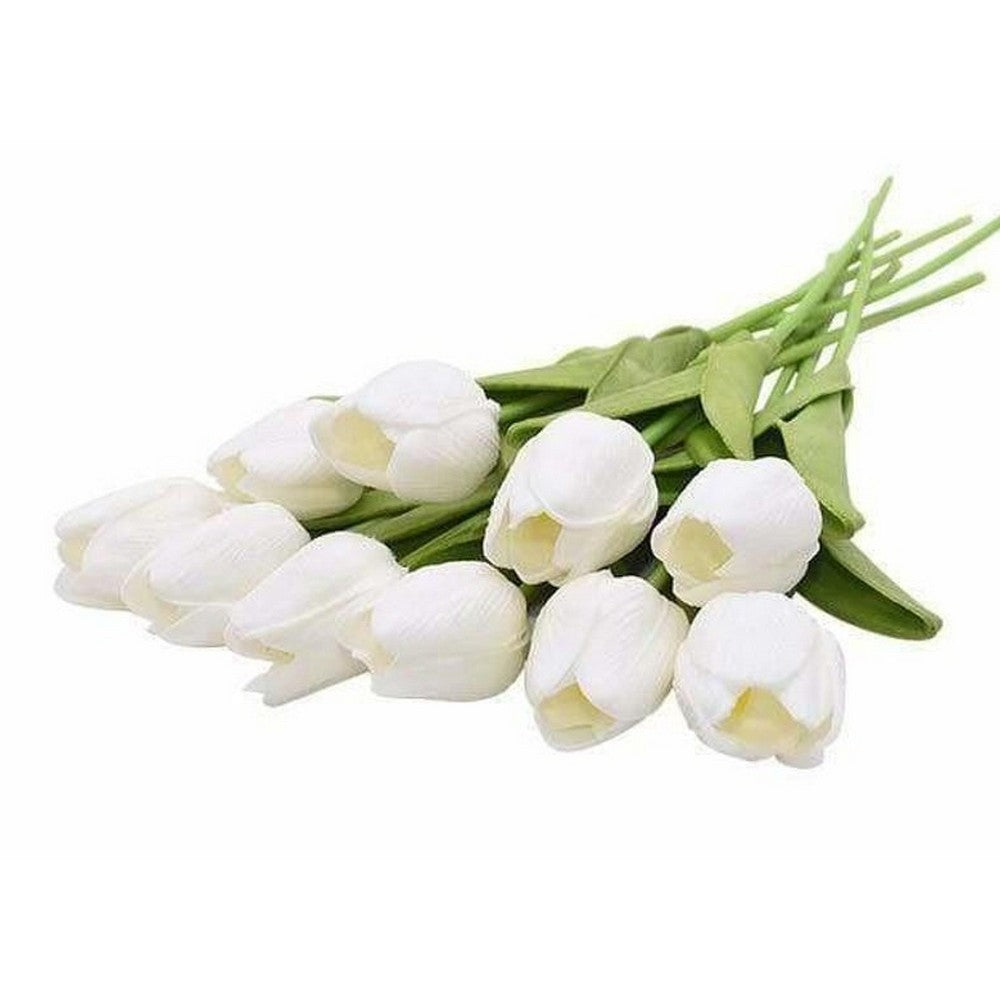 10 X Artificial White Tulip Flower Bouquet Home Office Wedding Decoration Photography Props