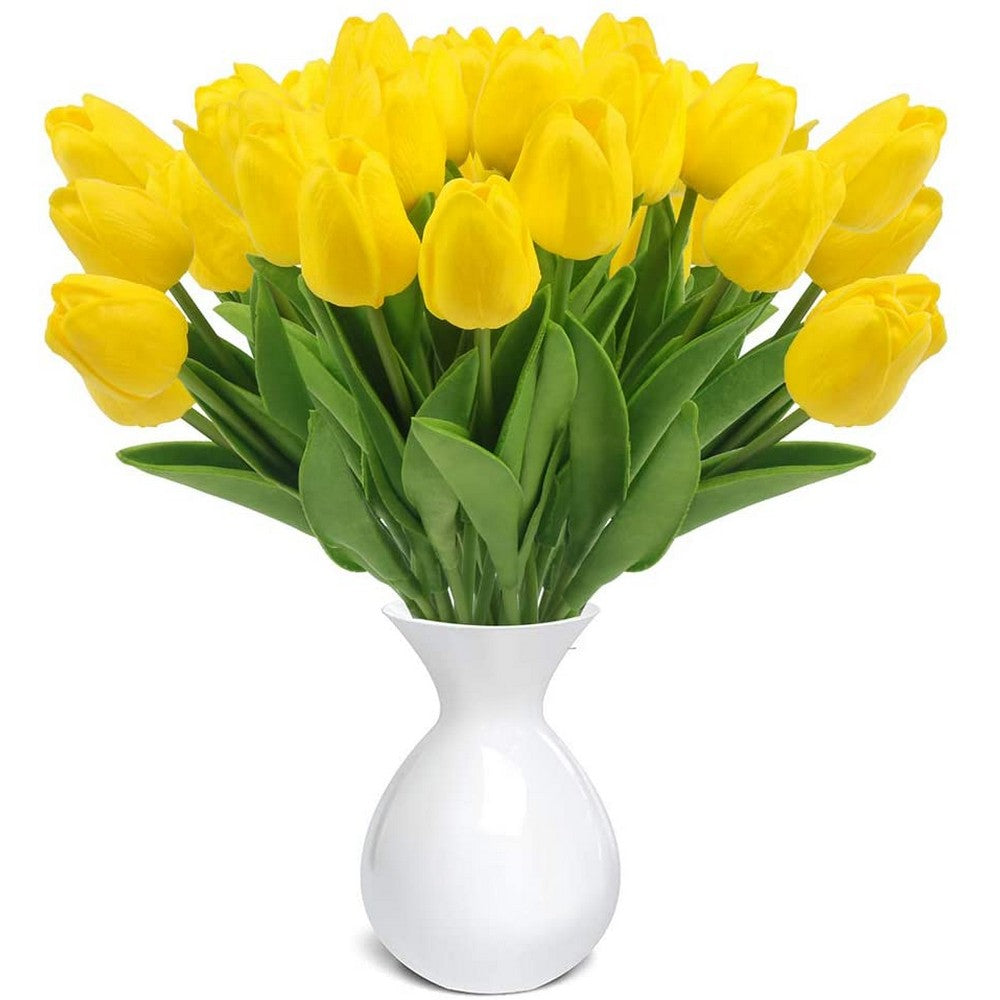 10 X Artificial Yellow Tulip Flower Bouquet Home Office Wedding Decoration Photography Props