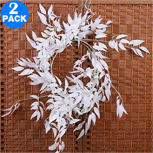 2 X Artificial Greenery Leaves Vines Plants Home Office Wedding Decoration Photography Props Style 2 White
