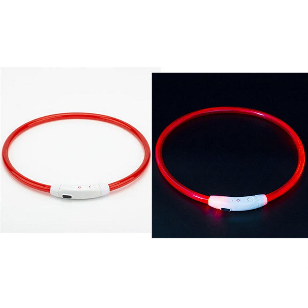 USB Rechargeable 3 Modes Glowing Pet Collars Safety Visibility at Night for Dog Red