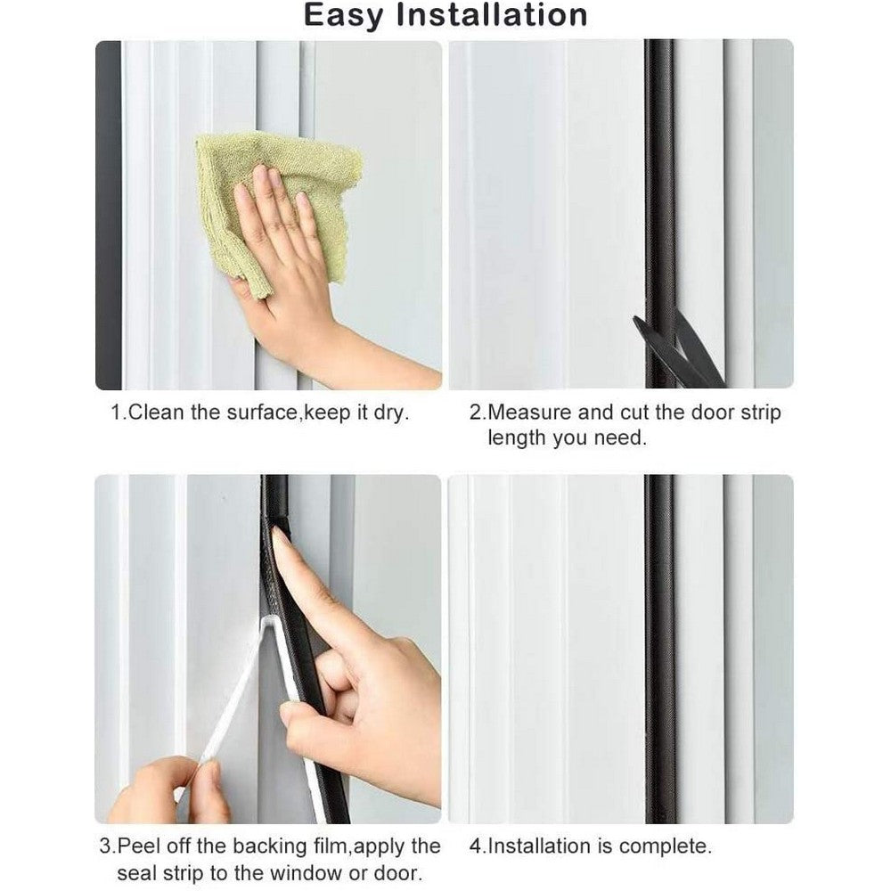 2 Rolls 5M D Type Door Weather Stripping Window Seal Strips Self Adhisive Gap Blockers Black