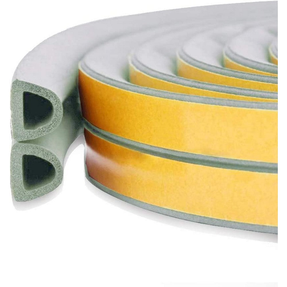 2 Rolls 5M D Type Door Weather Stripping Window Seal Strips Self Adhisive Gap Blockers Grey