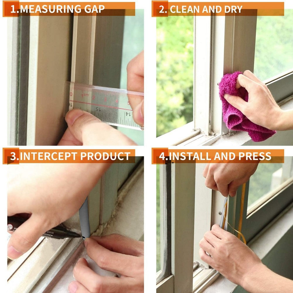 2 Rolls 5M D Type Door Weather Stripping Window Seal Strips Self Adhisive Gap Blockers Grey