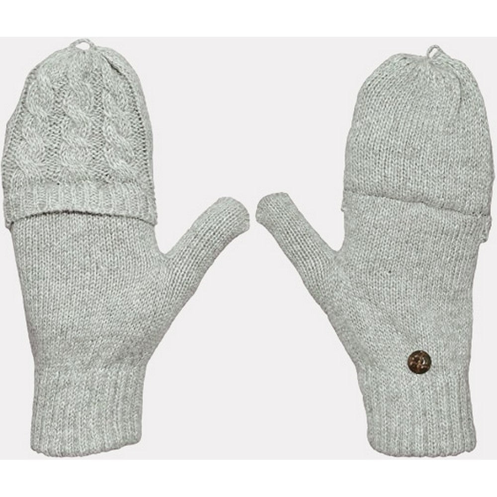 2 Pairs of Unisex Warm Winter Flip Twist Fingerless Gloves One Size Half Finger Convertible Flap Cover Mittens for Men and Women Grey