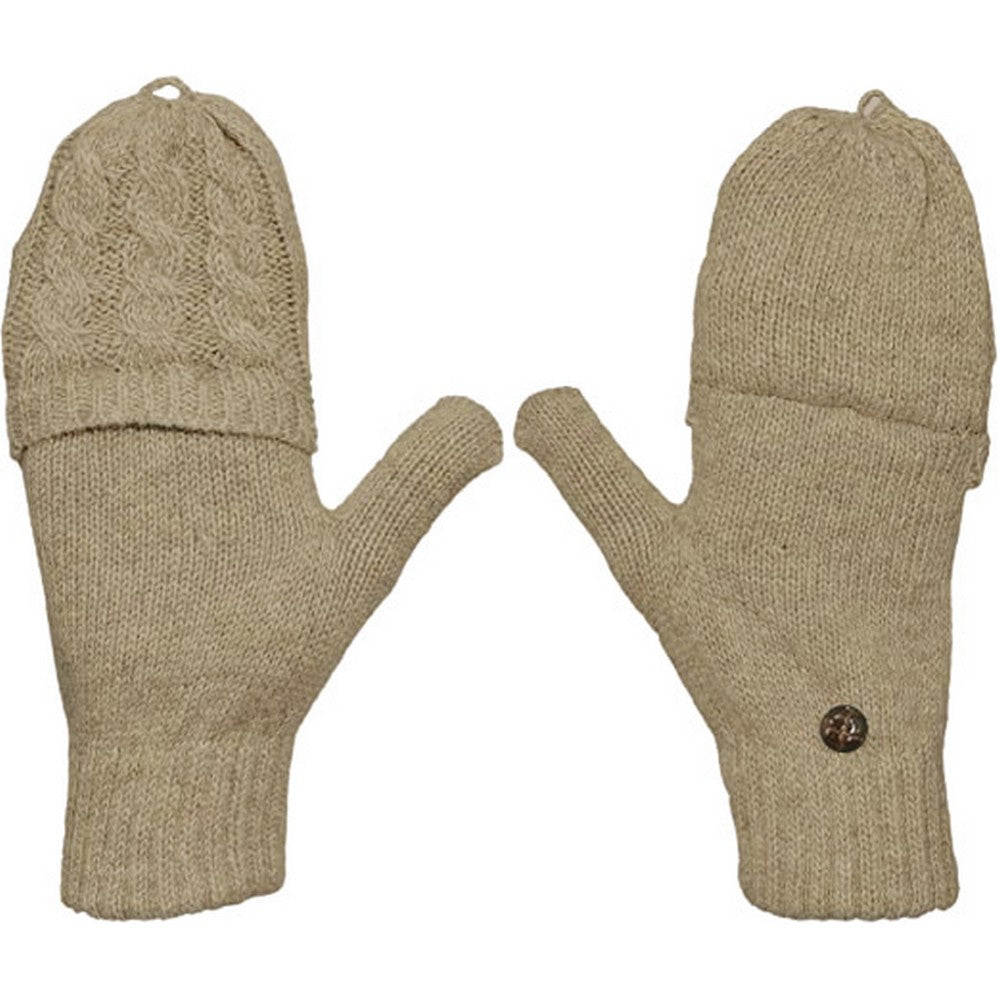 2 Pairs of Unisex Warm Winter Flip Twist Fingerless Gloves One Size Half Finger Convertible Flap Cover Mittens for Men and Women Khaki