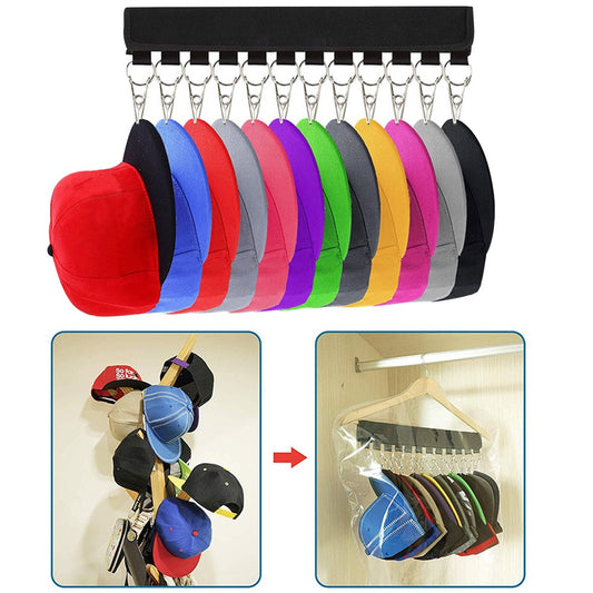 Closet Hat Organizer Baseball Caps Holder Socks Underwear Clips Towel Hanger with 12 Pieces Clips