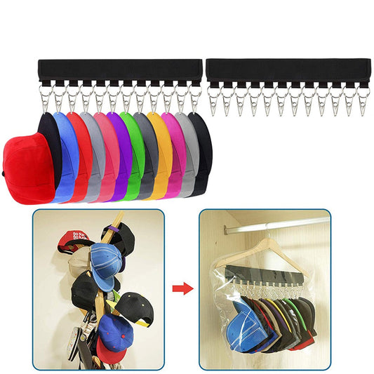 2 X Closet Hat Organizer Baseball Caps Holder Socks Underwear Clips Towel Hanger with 12 Pieces Clips