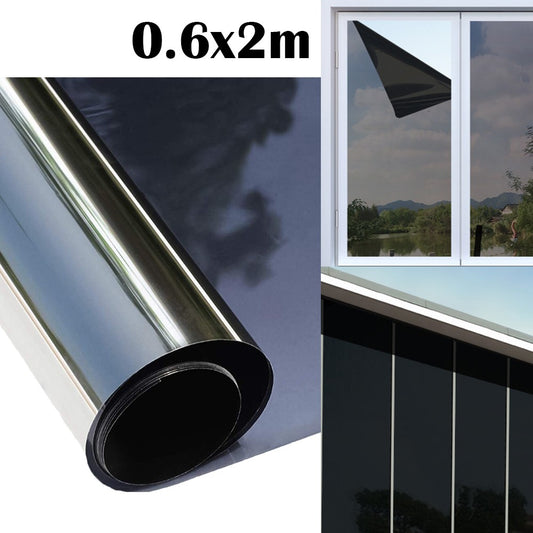 1 X 2M One Way Window Film Mirror Effect Tint Glass Cover Daytime Privacy Protecting Film Black