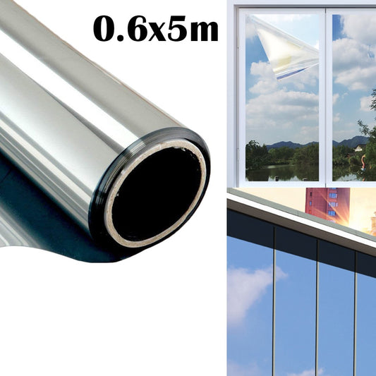 1 X 5M One Way Window Film Mirror Effect Tint Glass Cover Daytime Privacy Protecting Film Silver