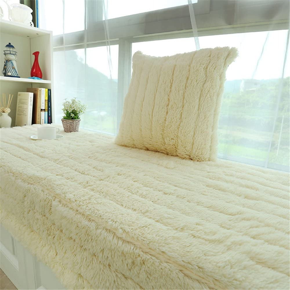 70x180CM Plush Bay Window Seat Cover Windowsill Balcony Area Seat Pad Window Bench Couch Covers Sofa Mat Beige WITHOUT PILLOWCASE