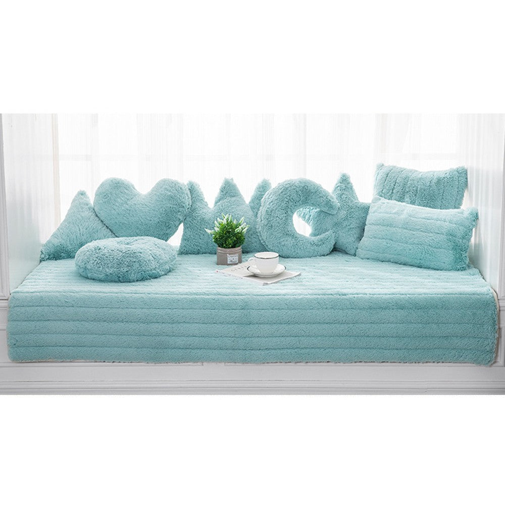 70x150CM Plush Bay Window Seat Cover Windowsill Balcony Area Seat Pad Window Bench Couch Covers Sofa Mat Blue WITHOUT PILLOWCASE