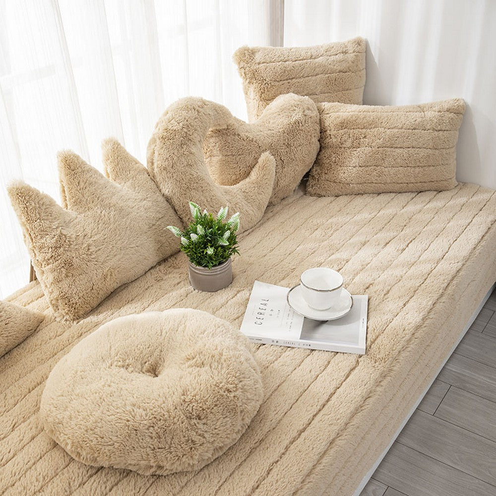 70x150CM Plush Bay Window Seat Cover Windowsill Balcony Area Seat Pad Window Bench Couch Covers Sofa Mat Camel WITHOUT PILLOWCASE