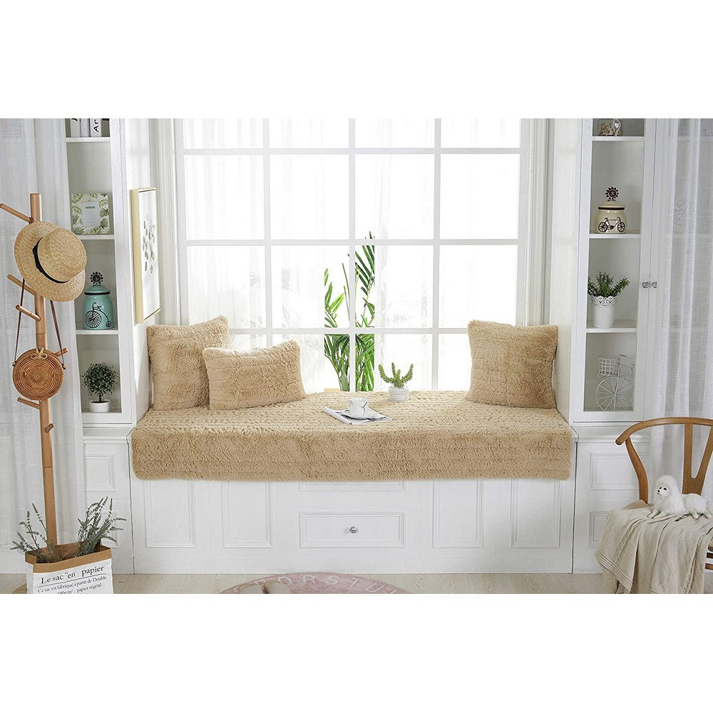 70x90CM Plush Bay Window Seat Cover Windowsill Balcony Area Seat Pad Window Bench Couch Covers Sofa Mat Camel WITHOUT PILLOWCASE
