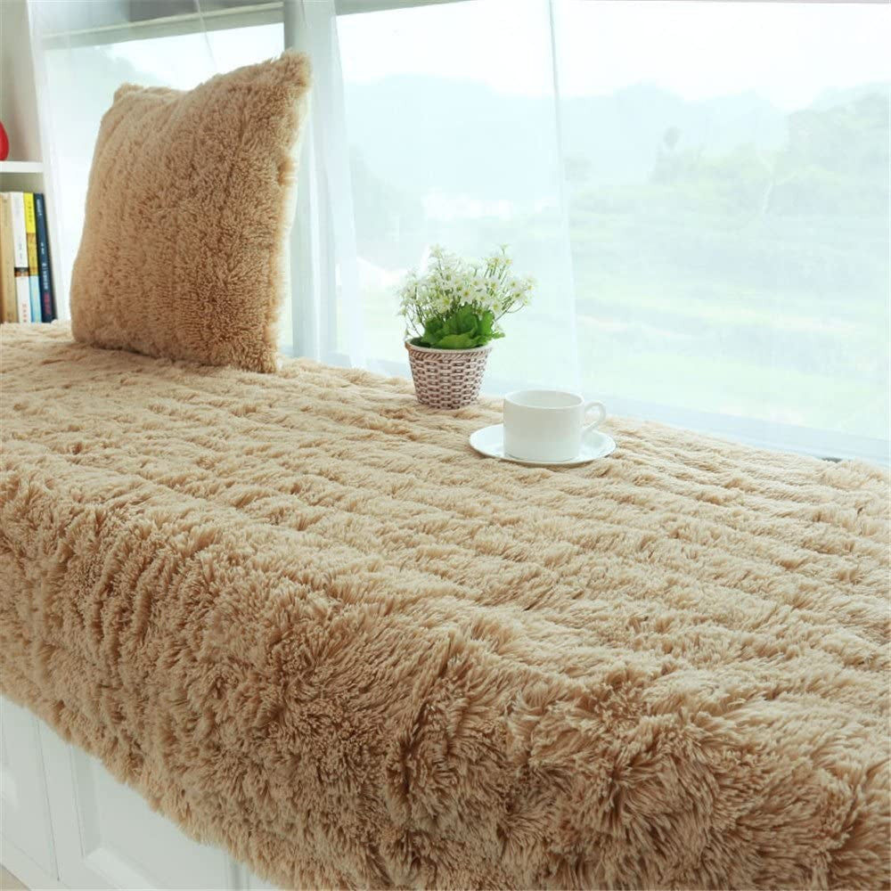 70x150CM Plush Bay Window Seat Cover Windowsill Balcony Area Seat Pad Window Bench Couch Covers Sofa Mat Camel WITHOUT PILLOWCASE