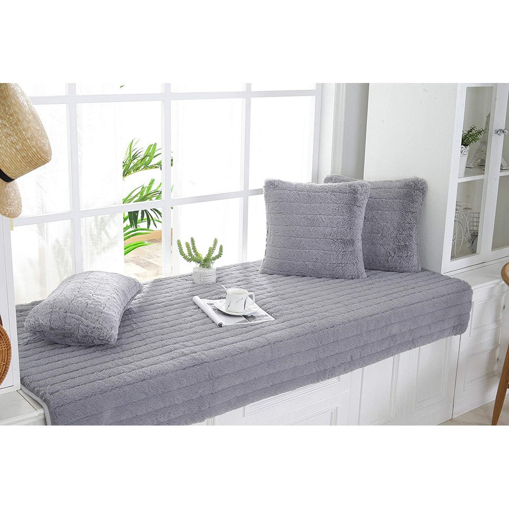 70x150CM Plush Bay Window Seat Cover Windowsill Balcony Area Seat Pad Window Bench Couch Covers Sofa Mat Grey WITHOUT PILLOWCASE