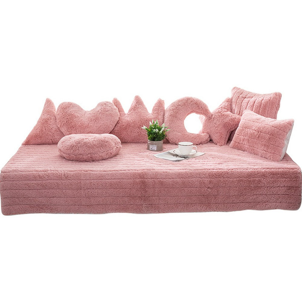 70x90CM Plush Bay Window Seat Cover Windowsill Balcony Area Seat Pad Window Bench Couch Covers Sofa Mat Pink WITHOUT PILLOWCASE