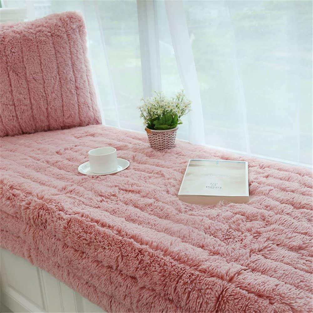 70x90CM Plush Bay Window Seat Cover Windowsill Balcony Area Seat Pad Window Bench Couch Covers Sofa Mat Pink WITHOUT PILLOWCASE