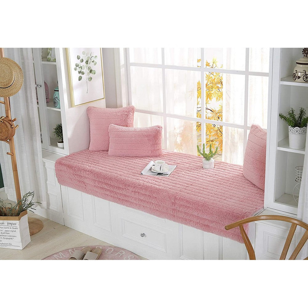 70x90CM Plush Bay Window Seat Cover Windowsill Balcony Area Seat Pad Window Bench Couch Covers Sofa Mat Pink WITHOUT PILLOWCASE