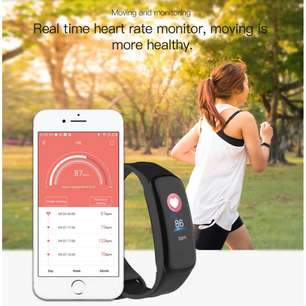 C1Plus Smart Bracelet Water Resistant Fitness Tracker Heart Rate Blood Pressure Monitor Smart Watch Red