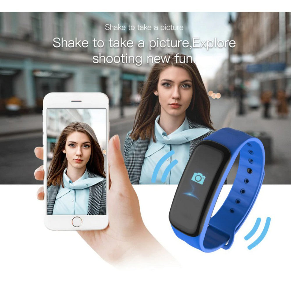 C1Plus Smart Bracelet Water Resistant Fitness Tracker Heart Rate Blood Pressure Monitor Smart Watch Black