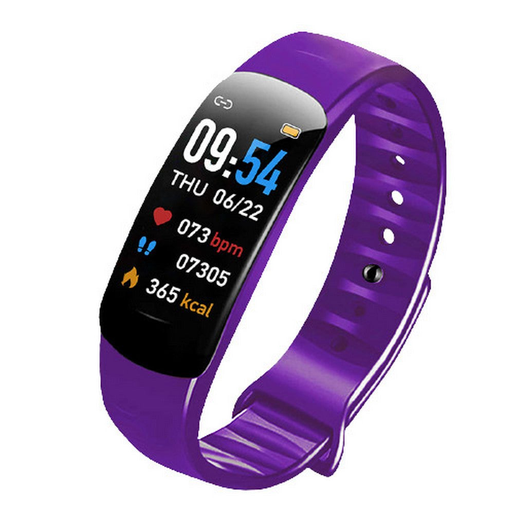 C1Plus Smart Bracelet Water Resistant Fitness Tracker Heart Rate Blood Pressure Monitor Smart Watch Purple