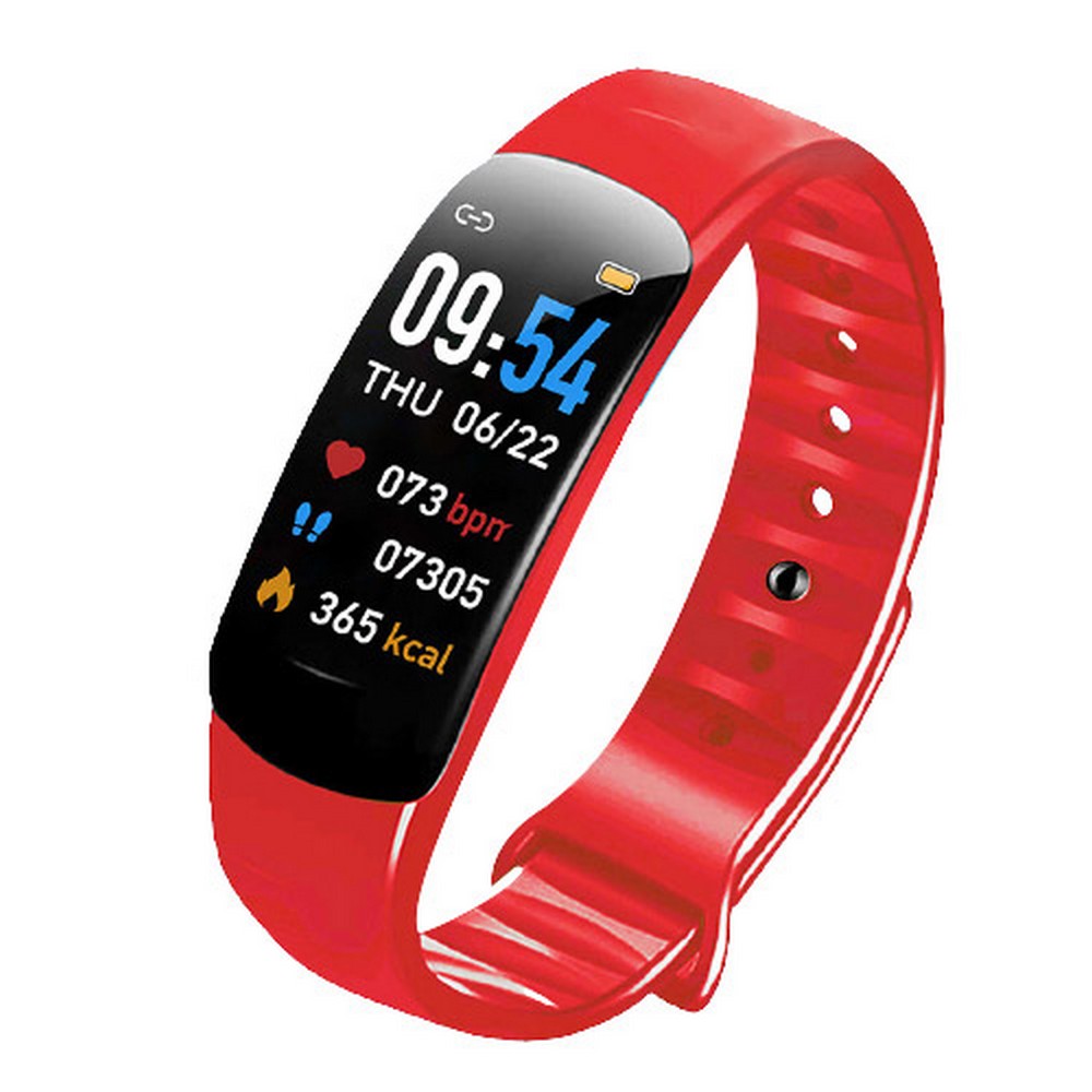 C1Plus Smart Bracelet Water Resistant Fitness Tracker Heart Rate Blood Pressure Monitor Smart Watch Red