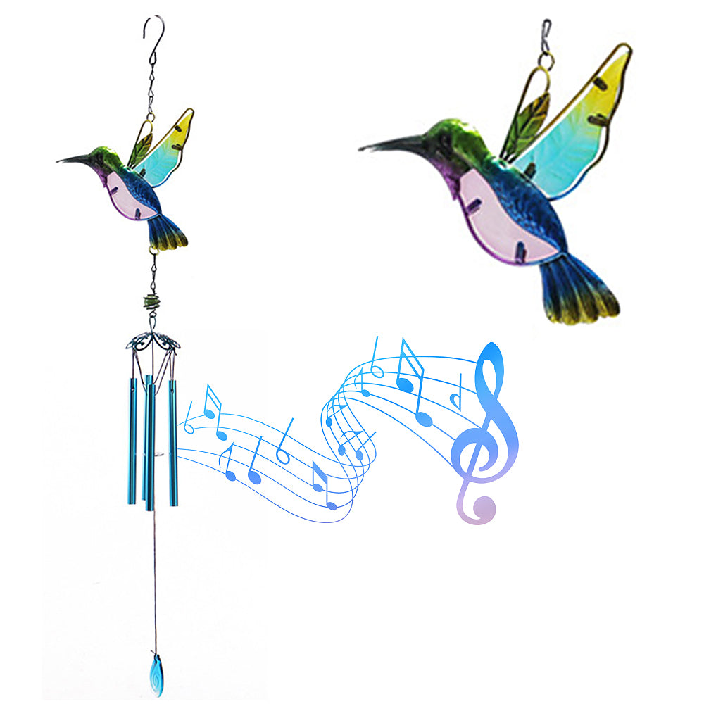 Stained Glass Wind Chimes Blue Hummingbird Wind Chimes Home Decor for Mothers Day