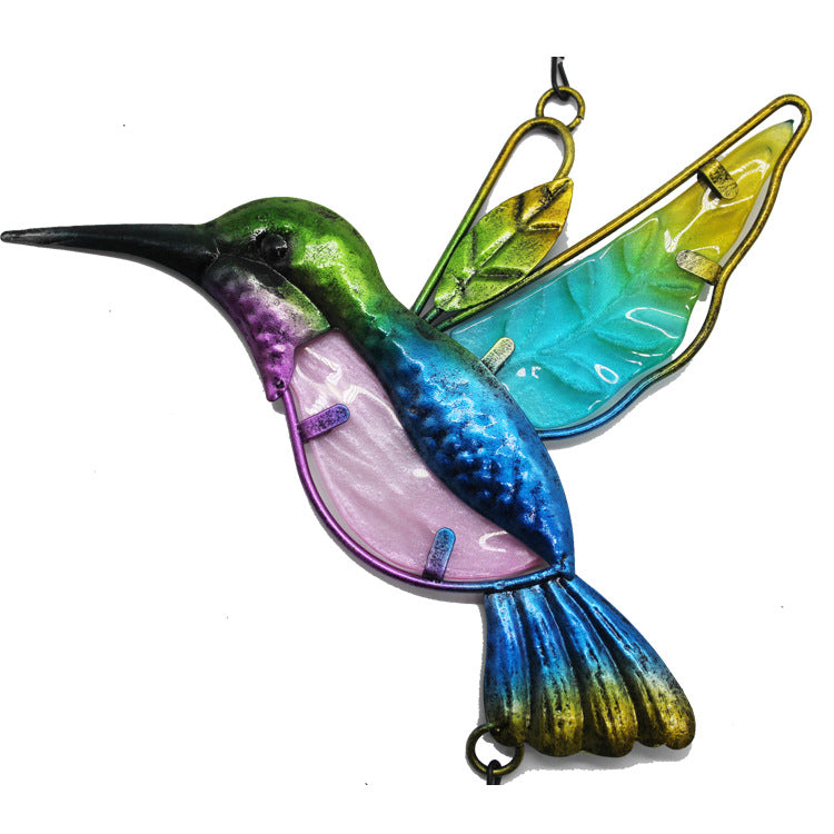Stained Glass Wind Chimes Blue Hummingbird Wind Chimes Home Decor for Mothers Day
