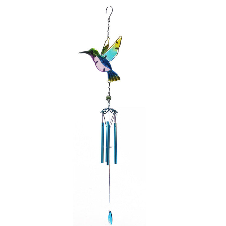 Stained Glass Wind Chimes Blue Hummingbird Wind Chimes Home Decor for Mothers Day