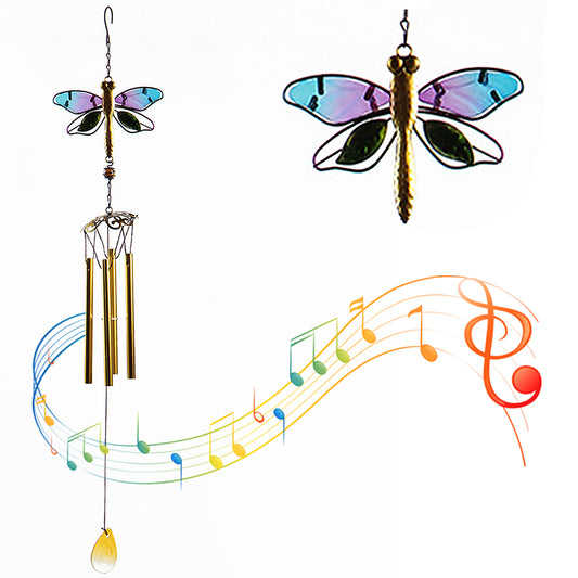 Stained Glass Wind Chimes Dragonfly Wind Chimes Home Decor for Mothers Day