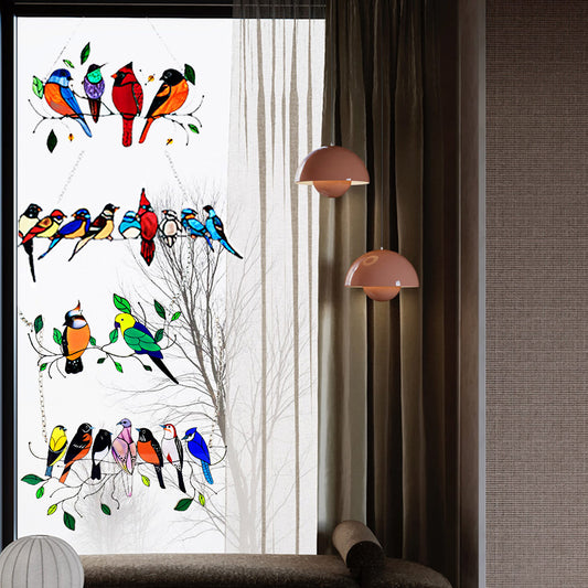 4 X Multicolor Birds Window Hanging Stained Acrylic Window Ornaments Home Decoration for Bird Lover Mothers