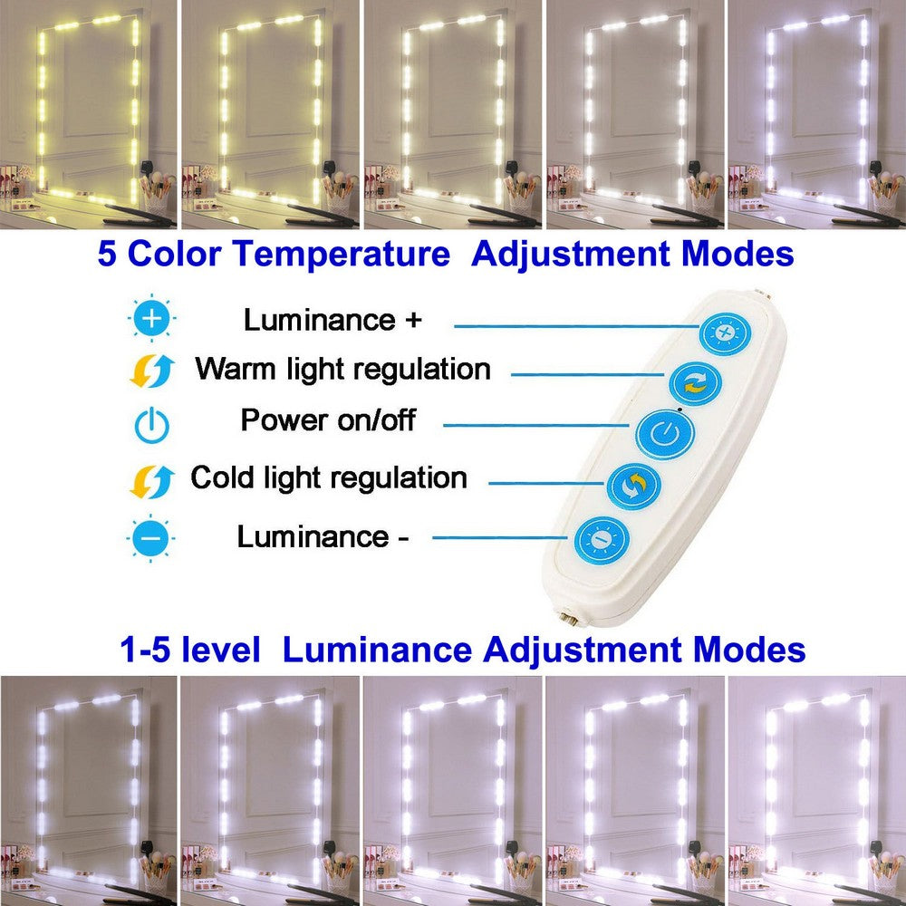 2 X LED Vanity Mirror Make Up Lights Dimmable Strip Lights Adjustable 5 Brightness Level Lamp Under Cabinet Light Kitchen Closet Night Light