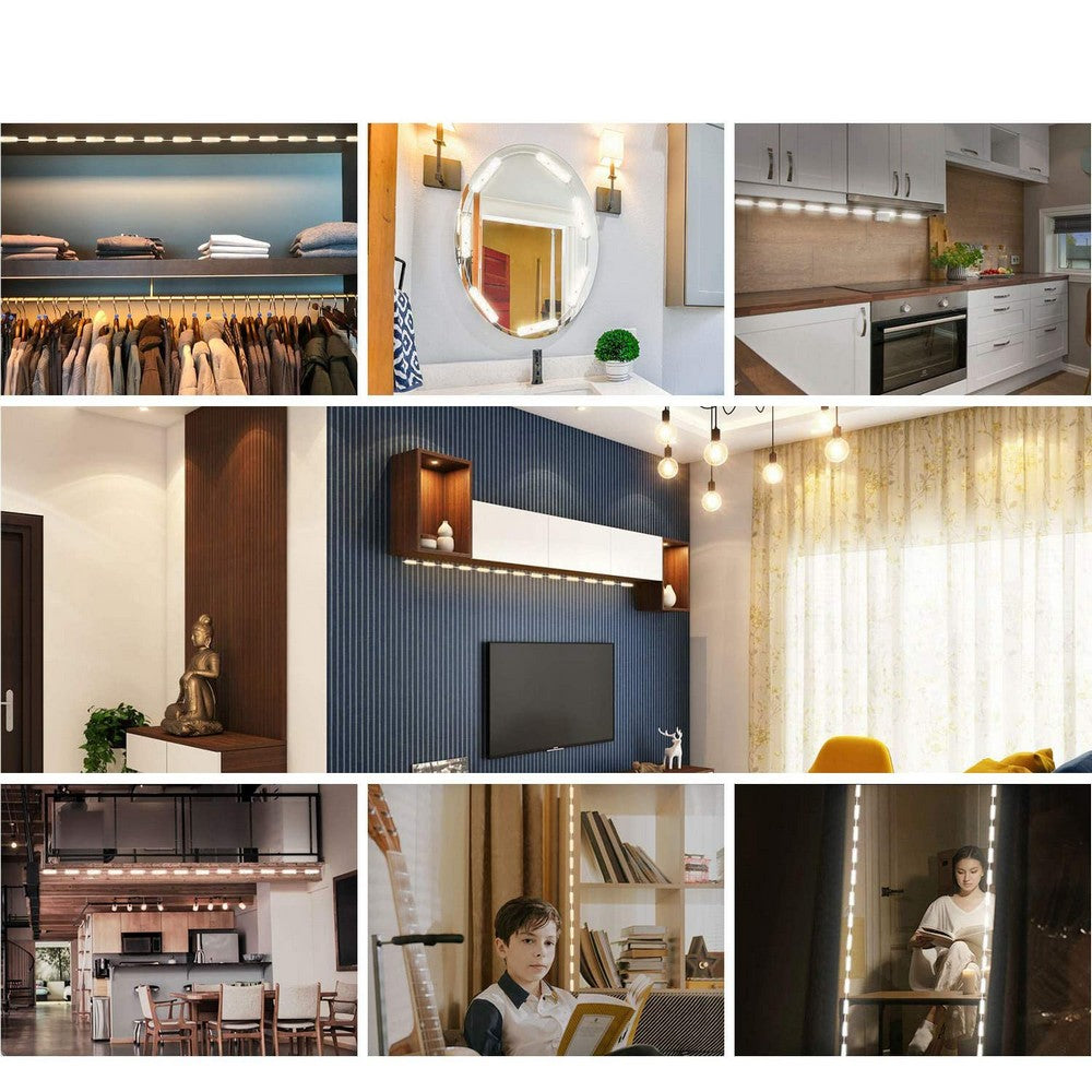 2 X LED Vanity Mirror Make Up Lights Dimmable Strip Lights Adjustable 5 Brightness Level Lamp Under Cabinet Light Kitchen Closet Night Light
