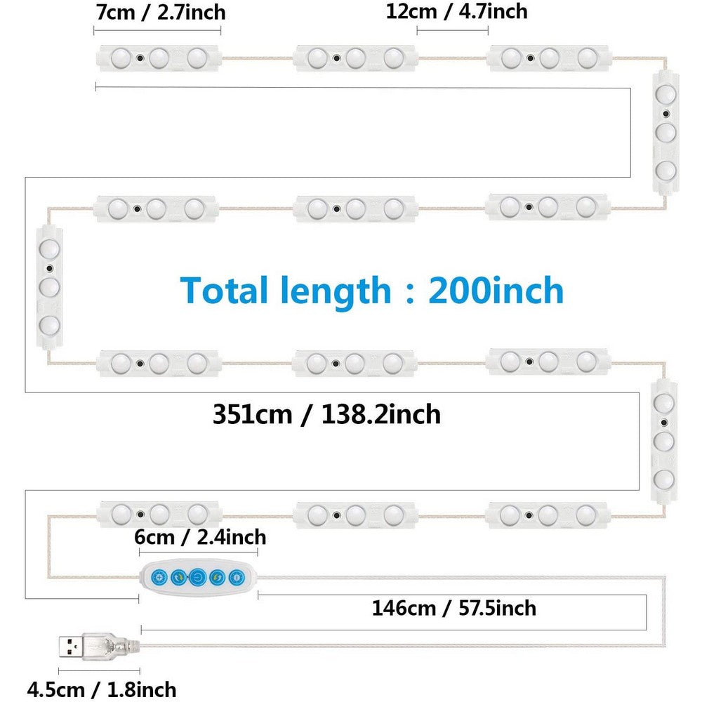 2 X LED Vanity Mirror Make Up Lights Dimmable Strip Lights Adjustable 5 Brightness Level Lamp Under Cabinet Light Kitchen Closet Night Light