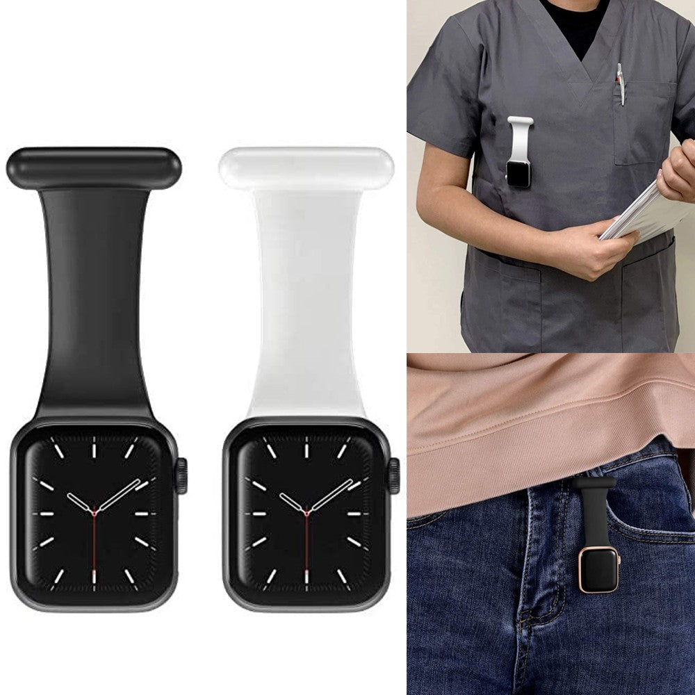 2 X Silicone Replacement Watch Band Pin On Brooch Watch Band for Apple Watch 38mm 40mm Black White