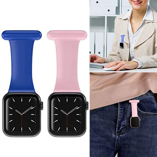 2 X Silicone Replacement Watch Band Pin On Brooch Watch Band for Apple Watch 38mm 40mm Pink Blue
