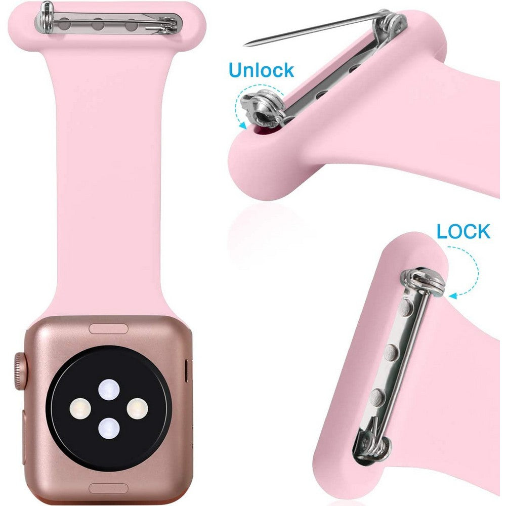 2 X Silicone Replacement Watch Band Pin On Brooch Watch Band for Apple Watch 42mm 44mm Pink Blue