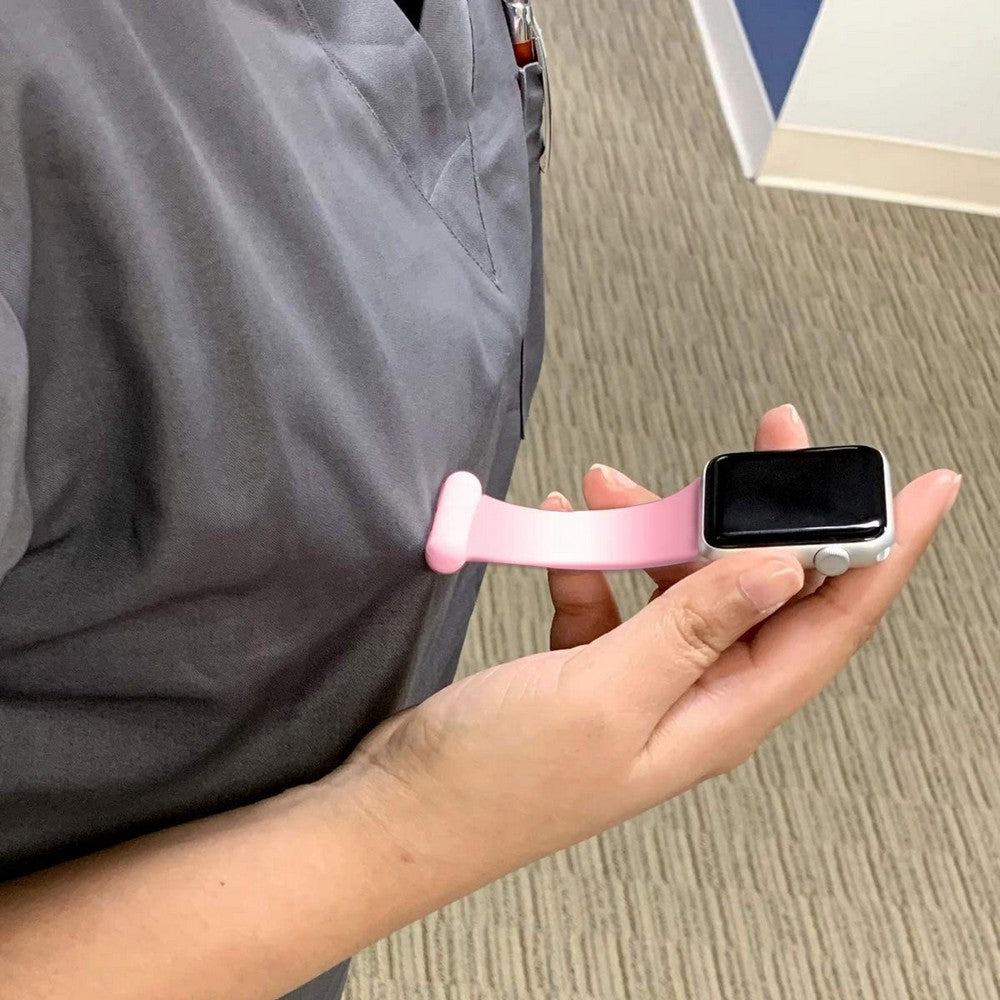 2 X Silicone Replacement Watch Band Pin On Brooch Watch Band for Apple Watch 42mm 44mm Pink Blue