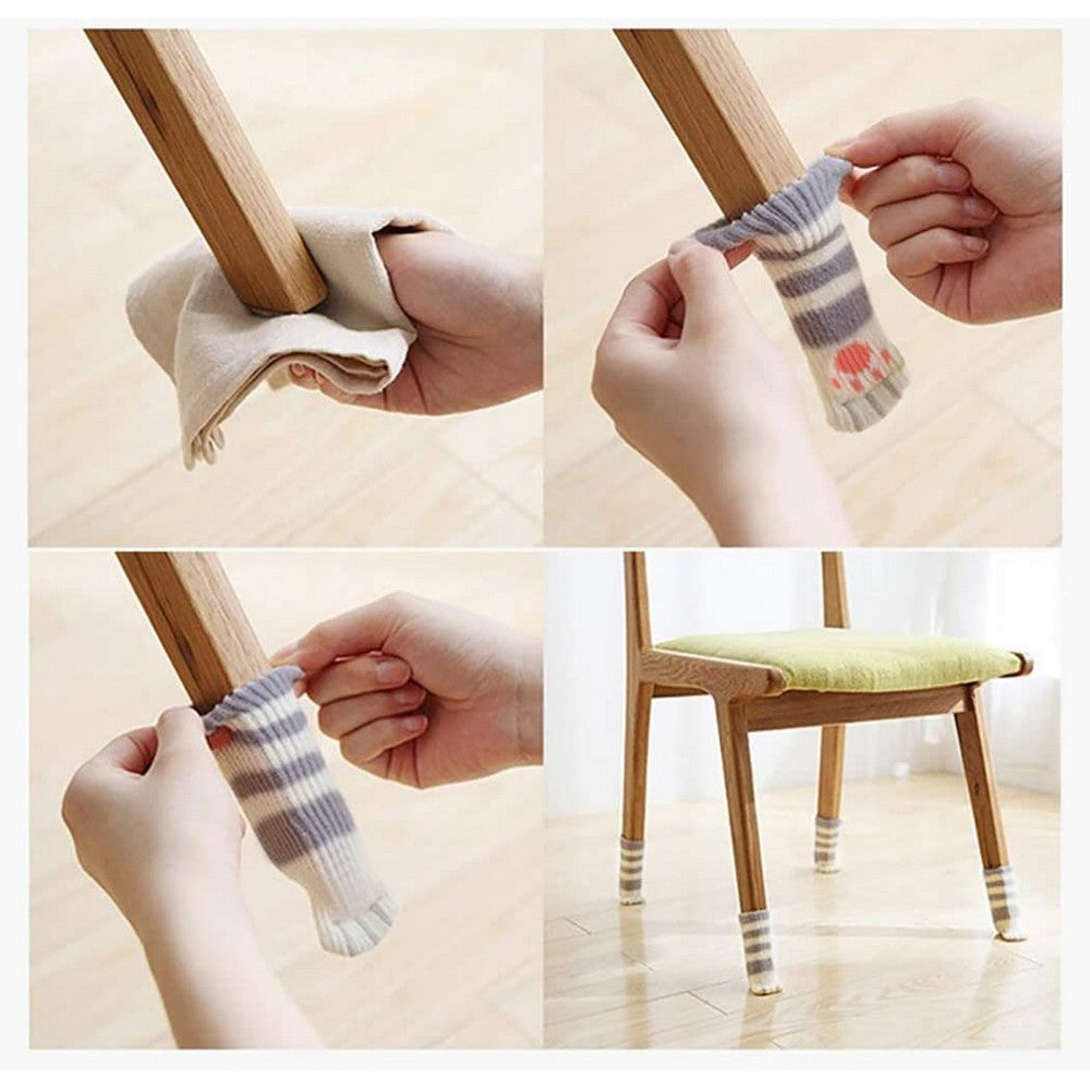 16PCS Cat Paw Design Chair Socks Chair Leg Protectors Table Leg Sleeves Floor Protectors Furniture Socks Chair Leg Covers Designed for Cat Lovers