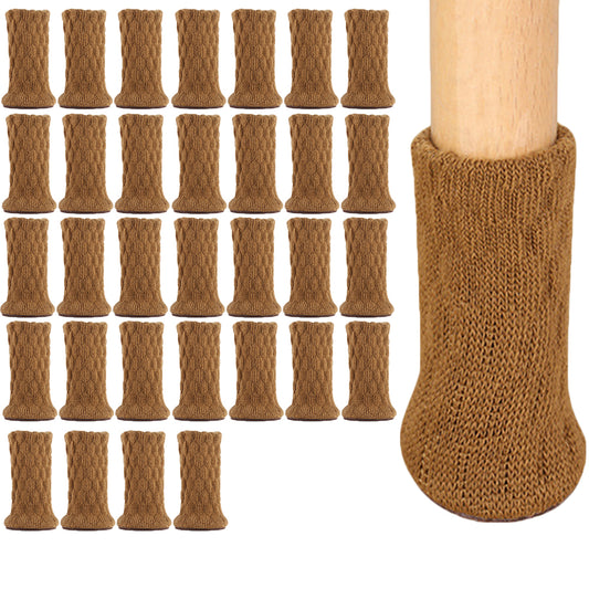 32PCS Chair Socks Chair Leg Protectors Table Leg Sleeves Floor Protectors Furniture Socks Chair Leg Covers Light Brown
