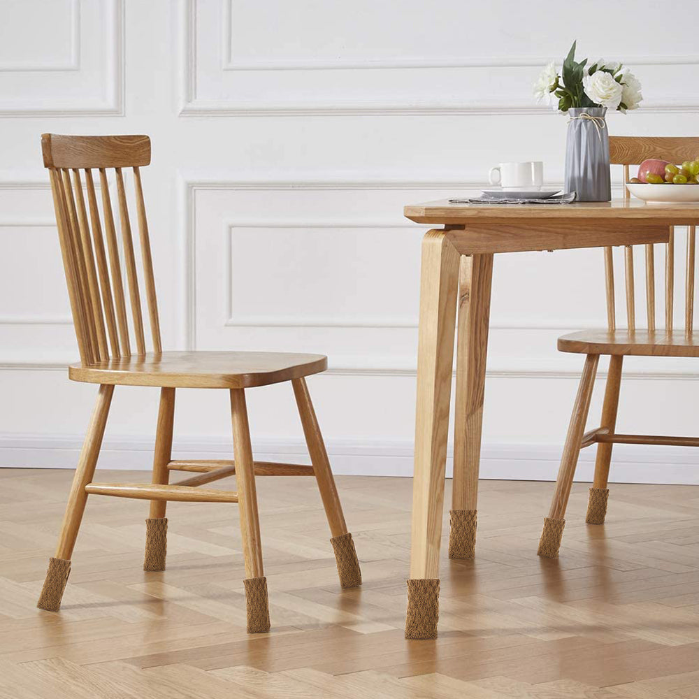 32PCS Chair Socks Chair Leg Protectors Table Leg Sleeves Floor Protectors Furniture Socks Chair Leg Covers Light Brown
