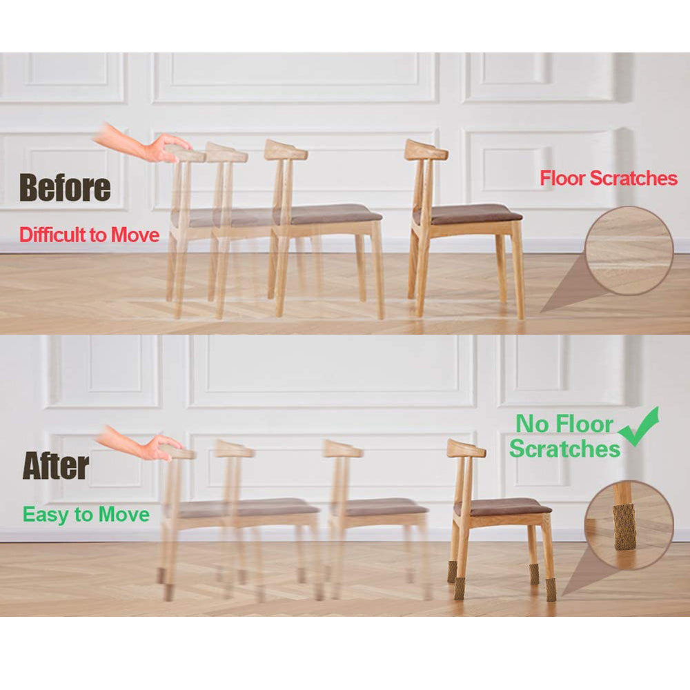 32PCS Chair Socks Chair Leg Protectors Table Leg Sleeves Floor Protectors Furniture Socks Chair Leg Covers Light Brown