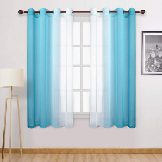 1.32x1.83M Set of 2 Drape Panels Light Filtering Semi Sheer Grommet Curtains Grommet Top Curtains Home Decorations for Bedroom Living Room Blue