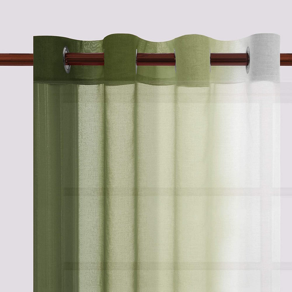 1.32x1.83M Set of 2 Drape Panels Light Filtering Semi Sheer Grommet Curtains Grommet Top Curtains Home Decorations for Bedroom Living Room Green