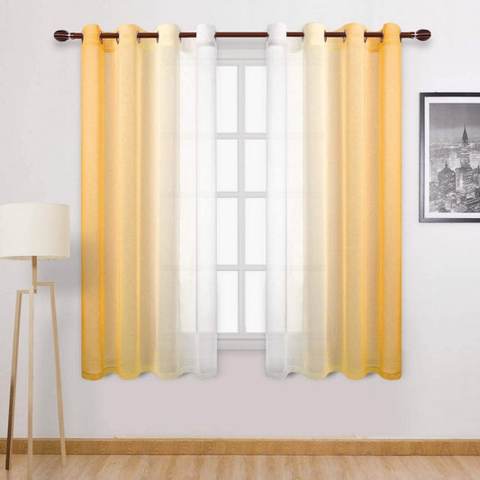 1.32x1.83M Set of 2 Drape Panels Light Filtering Semi Sheer Grommet Curtains Grommet Top Curtains Home Decorations for Bedroom Living Room Yellow