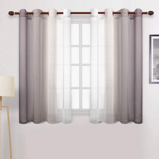 1.32x1.83M Set of 2 Drape Panels Light Filtering Semi Sheer Grommet Curtains Grommet Top Curtains Home Decorations for Bedroom Living Room Brown