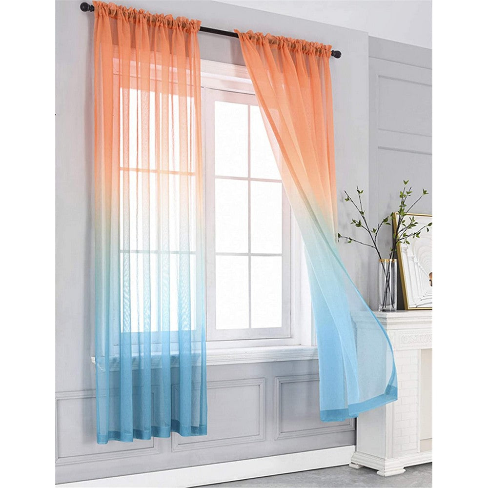 1.32x2.14M Multiple Installation Ways Semi Sheer Curtains Home Decorations for Bedroom Living Room Set of 2 Drape Panels Style 3